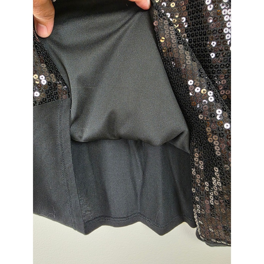 Sequin Front Black Women's Party Top - Elegant Evening Blouse - Picture 6 of 12
